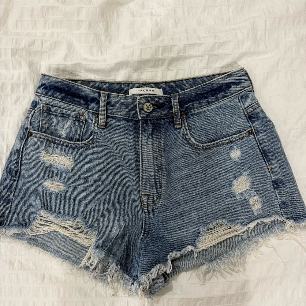 PacSun High Rise Festival Blue Denim Shorts